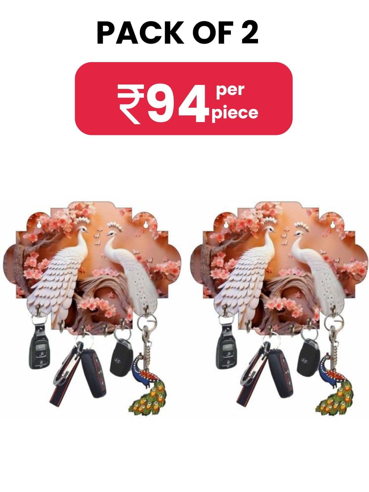     			Saf Multicolour Wood Key Holder - Pack of 2