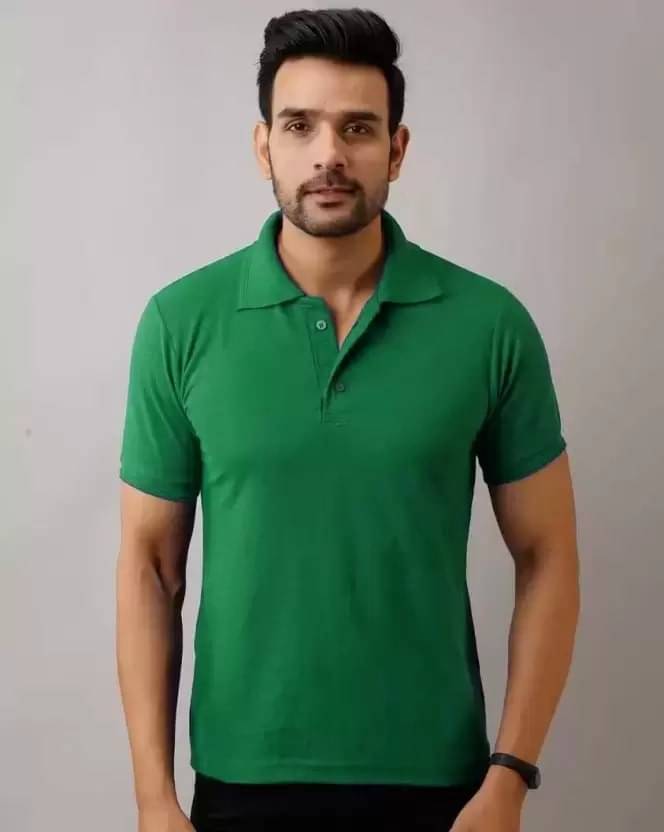     			SKYRISE Pack of 1 Cotton Blend Slim Fit Solid Half Sleeves Men's Polo T Shirt ( Green )