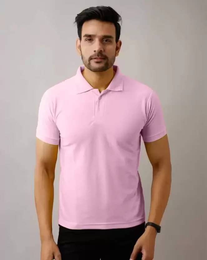     			SKYRISE Pack of 1 Cotton Blend Slim Fit Solid Half Sleeves Men's Polo T Shirt ( Pink )