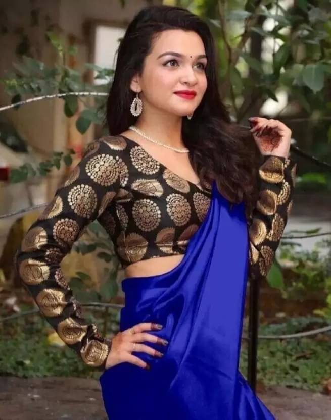     			Saadhvi Satin Solid Saree With Unstitched Blouse Piece ( LightBLue )