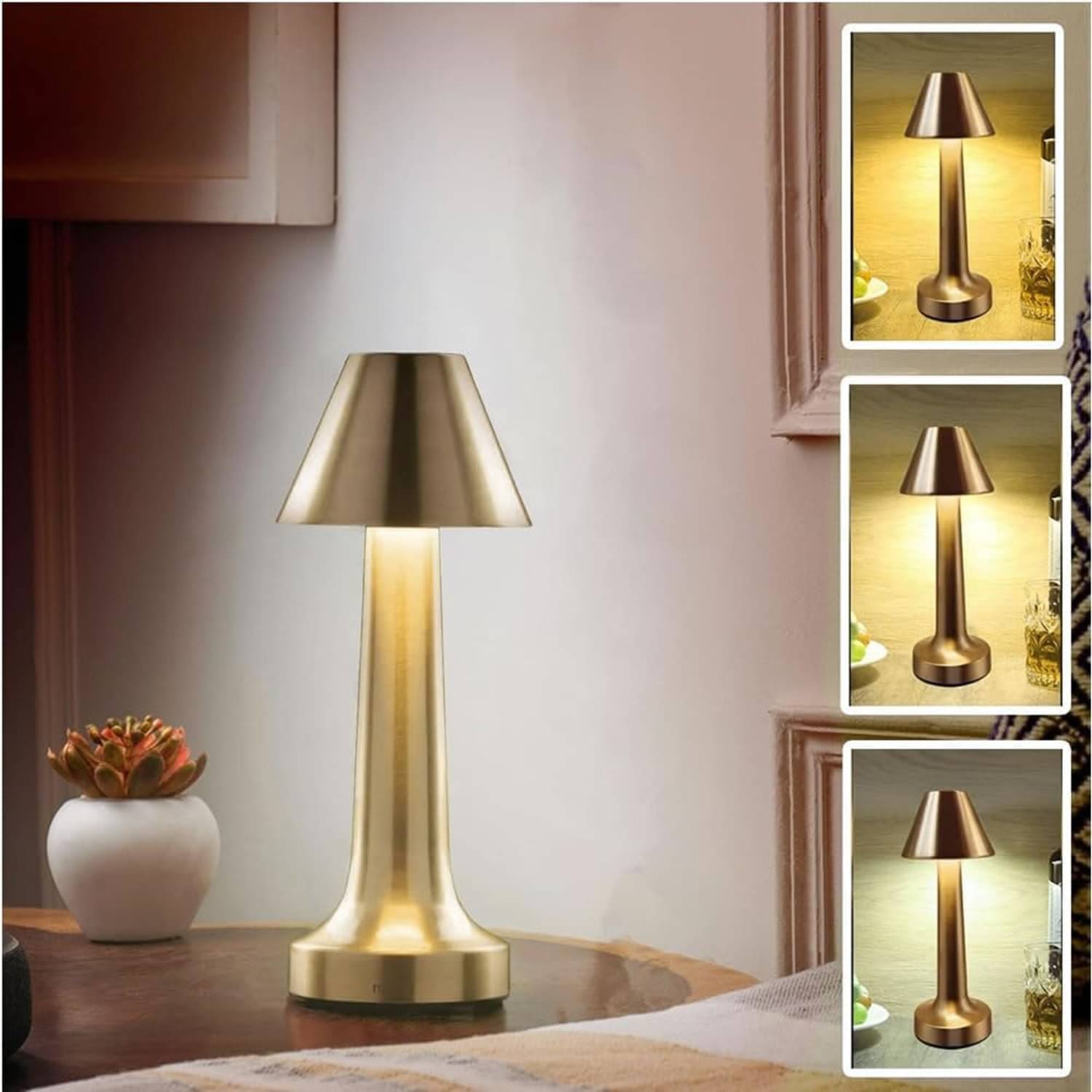     			Shopeleven Gold Table Lamp ( Pack of 1 )