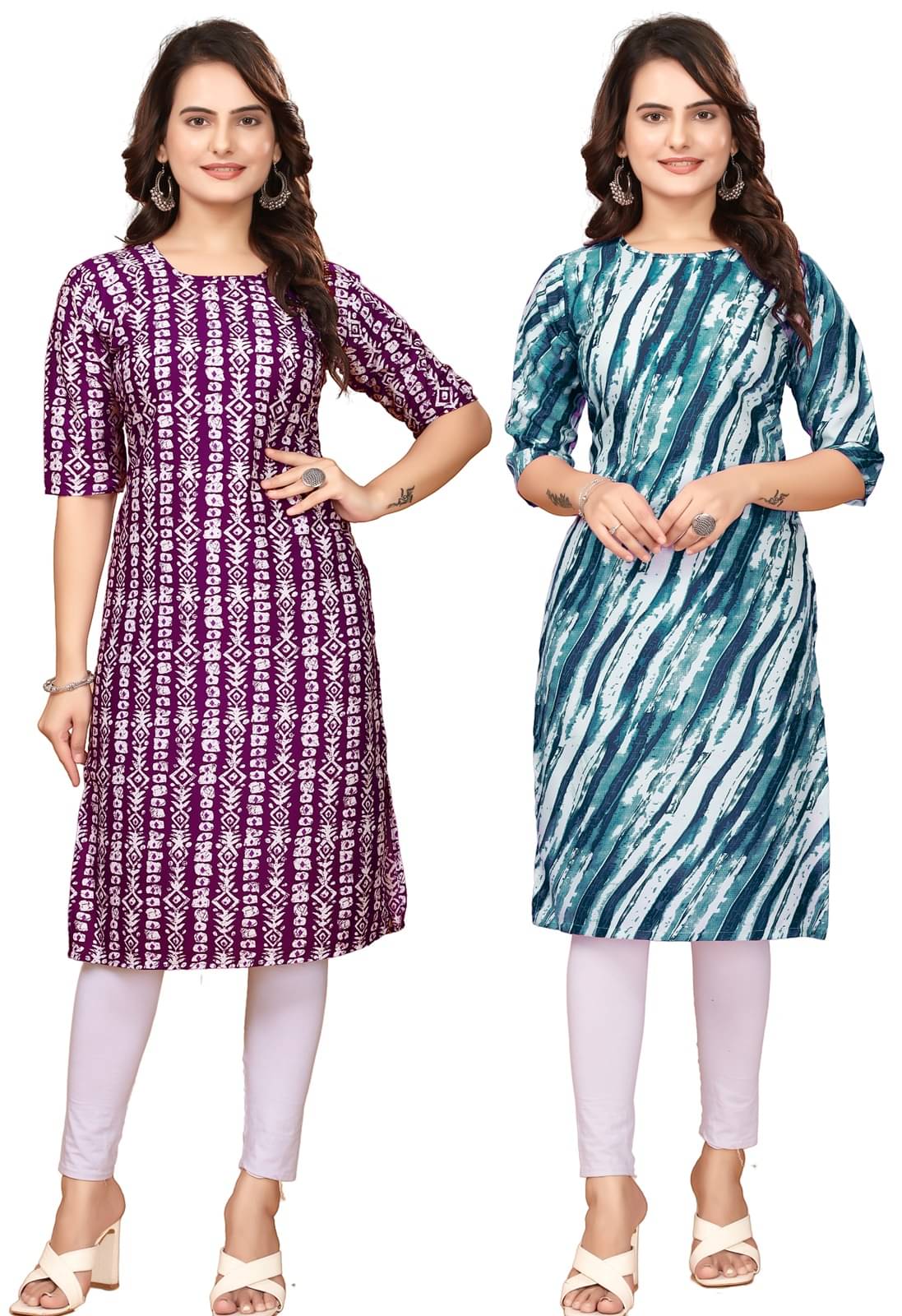VACHHARAJ DESIGN Pack of 2 Crepe Printed Straight Women's Kurti - ( Maroon,Navy Blue )     			VACHHARAJ DESIGN Pack of 2 Crepe Printed Straight Women's Kurti - ( Maroon,Navy Blue )