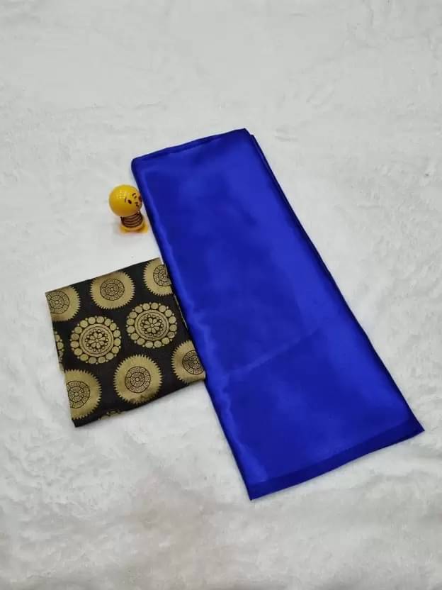Vkaran Satin Solid Saree With Unstitched Blouse Piece ( LightBLue ) Vkaran Satin Solid Saree With Unstitched Blouse Piece ( LightBLue )