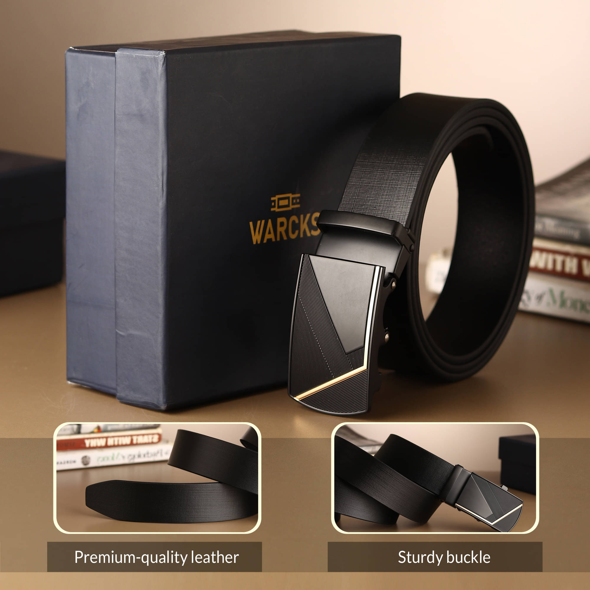 WARCKS - Black 100% Leather Men's Formal Belt ( Pack of 1 ) WARCKS - Black 100% Leather Men's Formal Belt ( Pack of 1 )