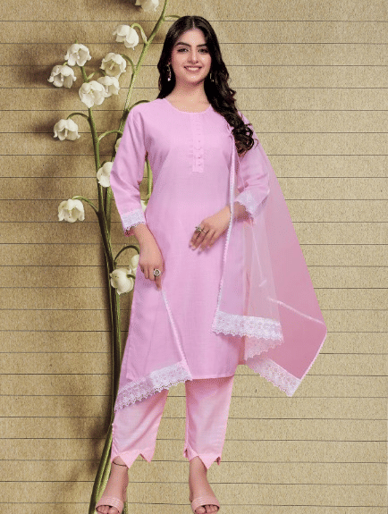 BIPIN FASHION Women Cotton Silk Self Design Straight Kurti With Pants ( Pink ) BIPIN FASHION Women Cotton Silk Self Design Straight Kurti With Pants ( Pink )