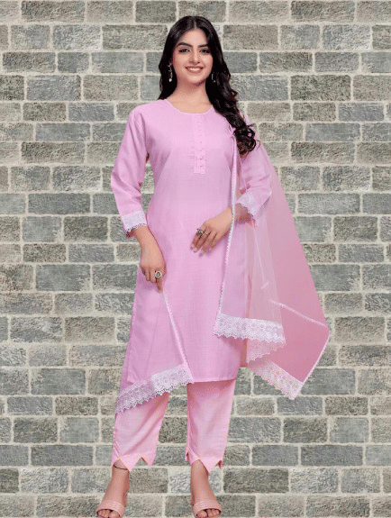 BIPIN FASHION Women Cotton Silk Self Design Straight Kurti With Pants ( Pink ) BIPIN FASHION Women Cotton Silk Self Design Straight Kurti With Pants ( Pink )