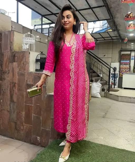 BOUGHT FIRST Pack of 1 Cotton Silk Self Design A-line Women's Kurti with Dupatta - ( Pink ) - Kurtis, Tunics | Buy online on ZillyBuy