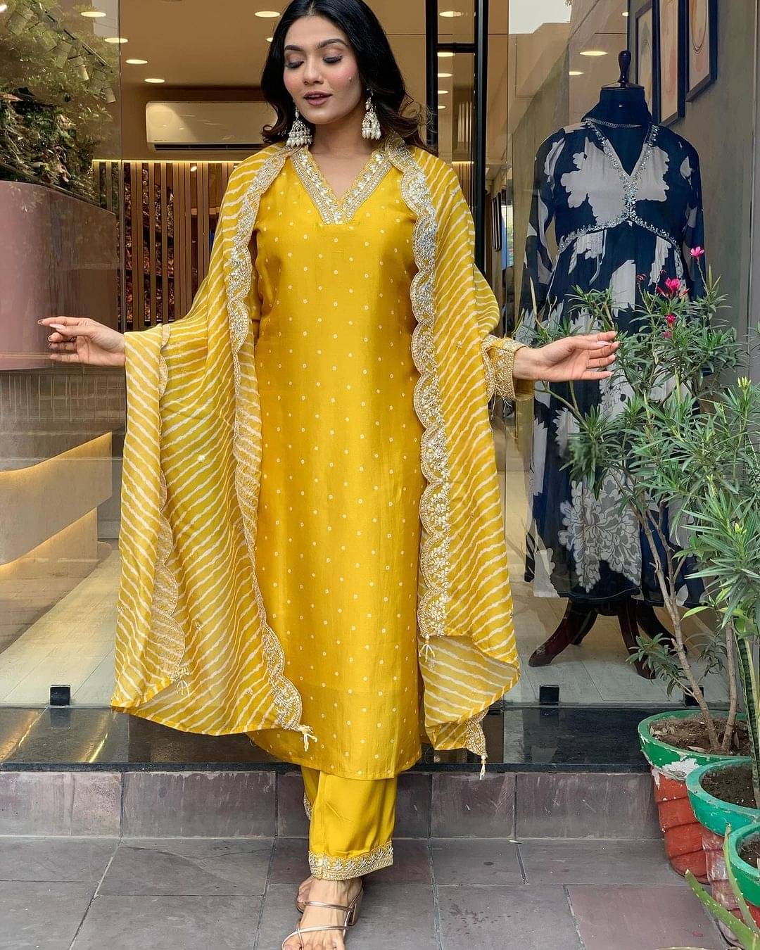 BOUGHT FIRST Pack of 1 Cotton Silk Self Design A-line Women's Kurti with Dupatta - ( Yellow ) BOUGHT FIRST Pack of 1 Cotton Silk Self Design A-line Women's Kurti with Dupatta - ( Yellow )