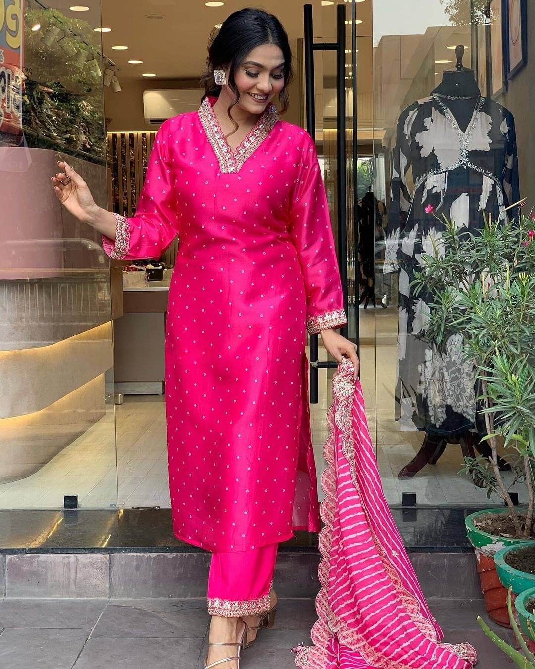BOUGHT FIRST Pack of 1 Cotton Silk Self Design A-line Women's Kurti with Dupatta - ( Pink ) BOUGHT FIRST Pack of 1 Cotton Silk Self Design A-line Women's Kurti with Dupatta - ( Pink )