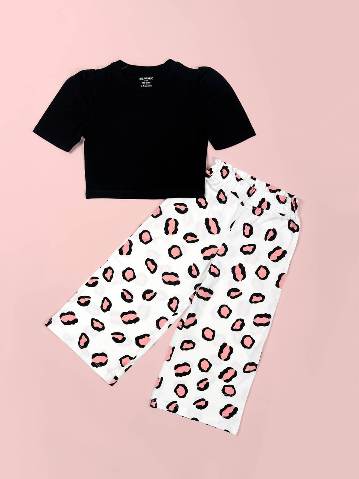     			Be Awara Pack of 1 Baby Girls Cotton Top With Capris ( Black )