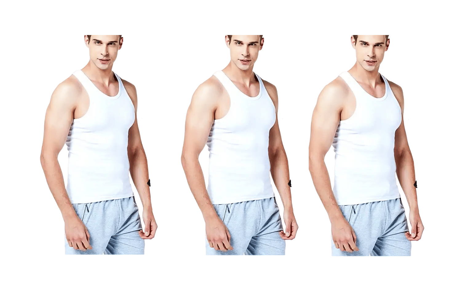 D1 DIFFERENT ONE Pack of 3 Cotton Basic Vest For Men ( White ) D1 DIFFERENT ONE Pack of 3 Cotton Basic Vest For Men ( White )