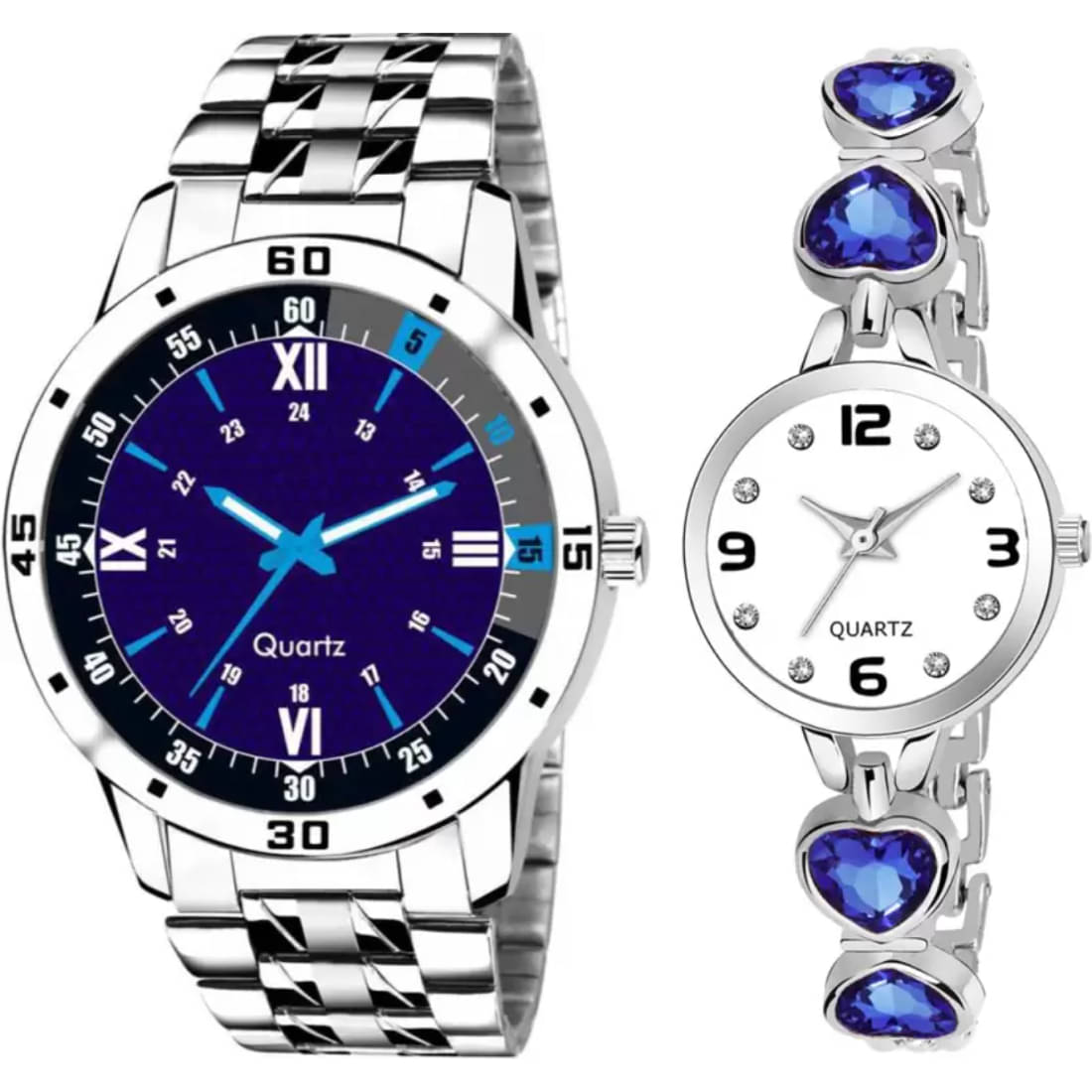     			EEWHI Silver Stainless Steel Analog Couple's Watch