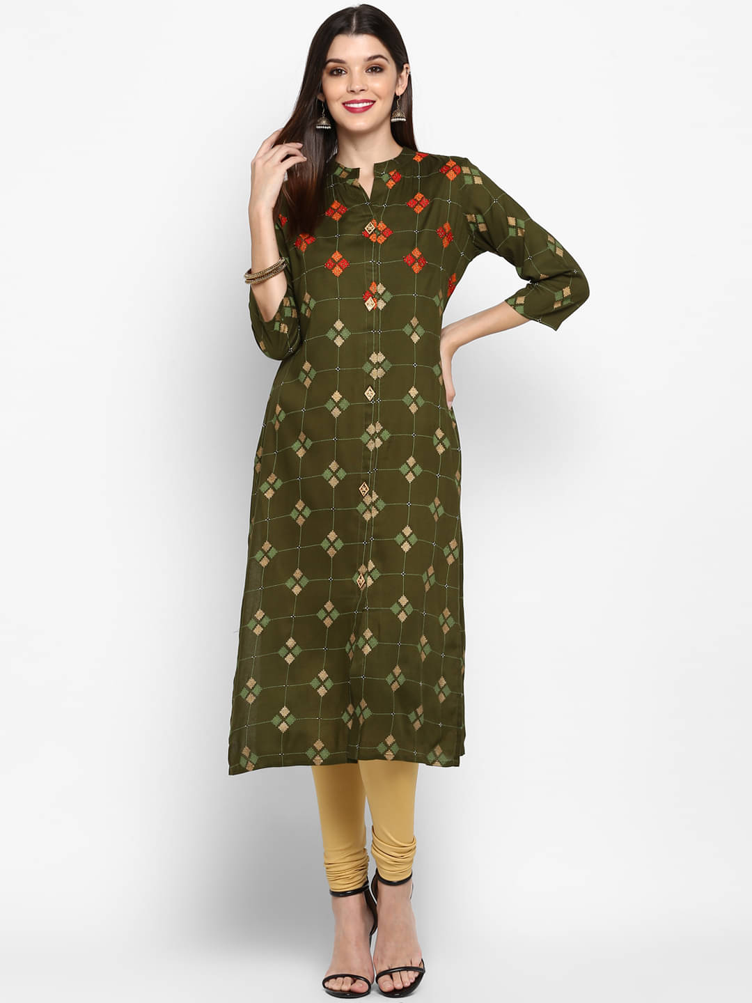 Gulmehak Pack of 1 Rayon Printed Straight Women's Kurti - ( Green ) Gulmehak Pack of 1 Rayon Printed Straight Women's Kurti - ( Green )