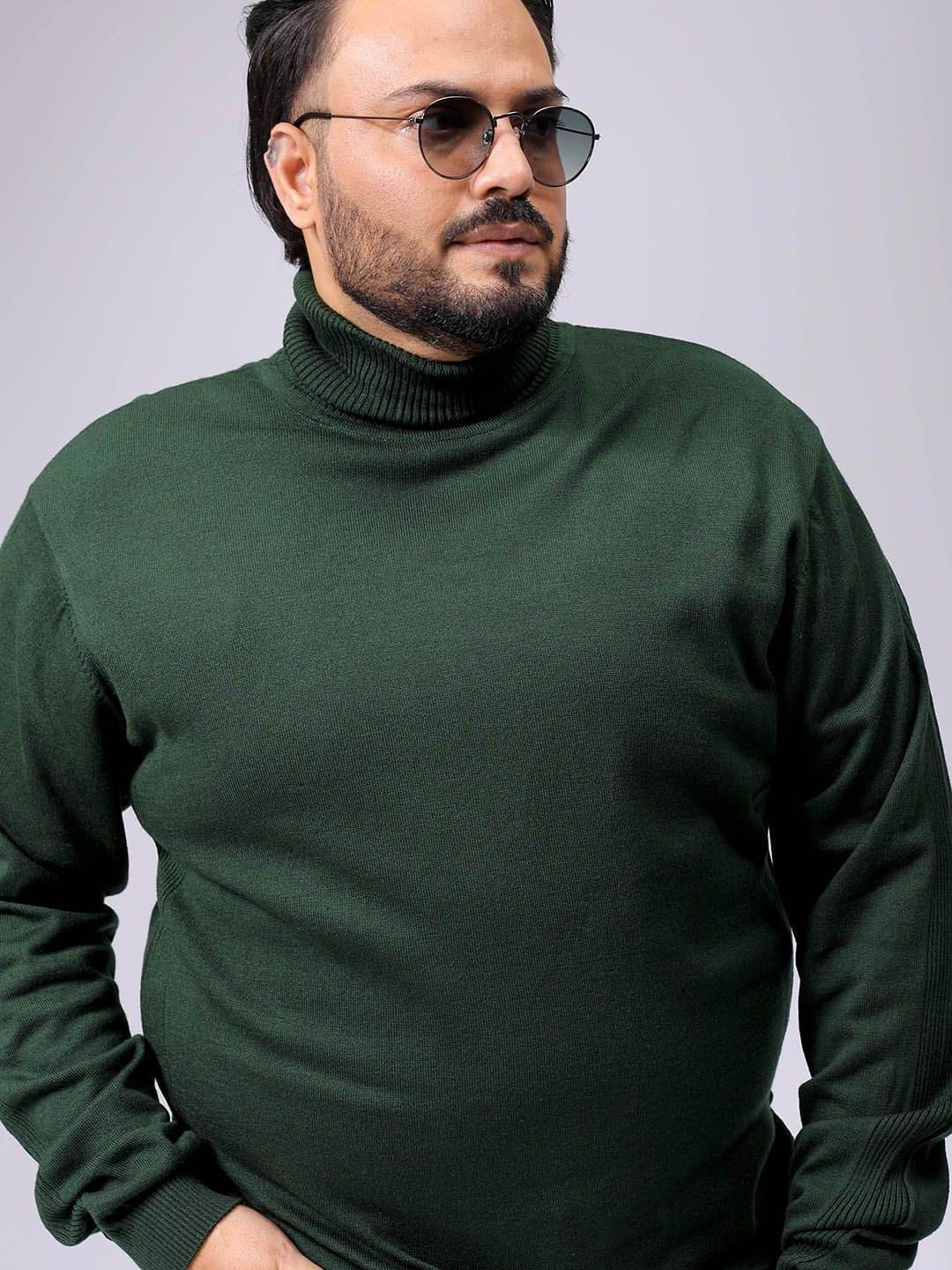     			HARDSODA Acrylic High Neck Men's Full Sleeves Pullover Sweater - Olive ( Pack of 1 )