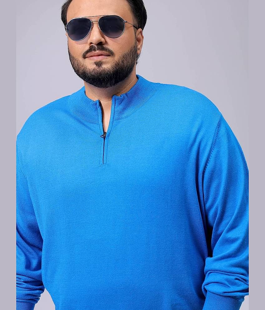 HARDSODA Acrylic High Neck Men's Full Sleeves Pullover Sweater - Blue ( Pack of 1 )