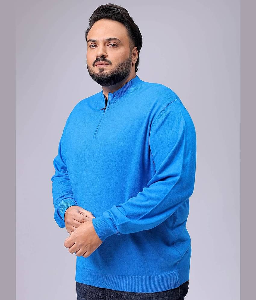 HARDSODA Acrylic High Neck Men's Full Sleeves Pullover Sweater - Blue ( Pack of 1 )