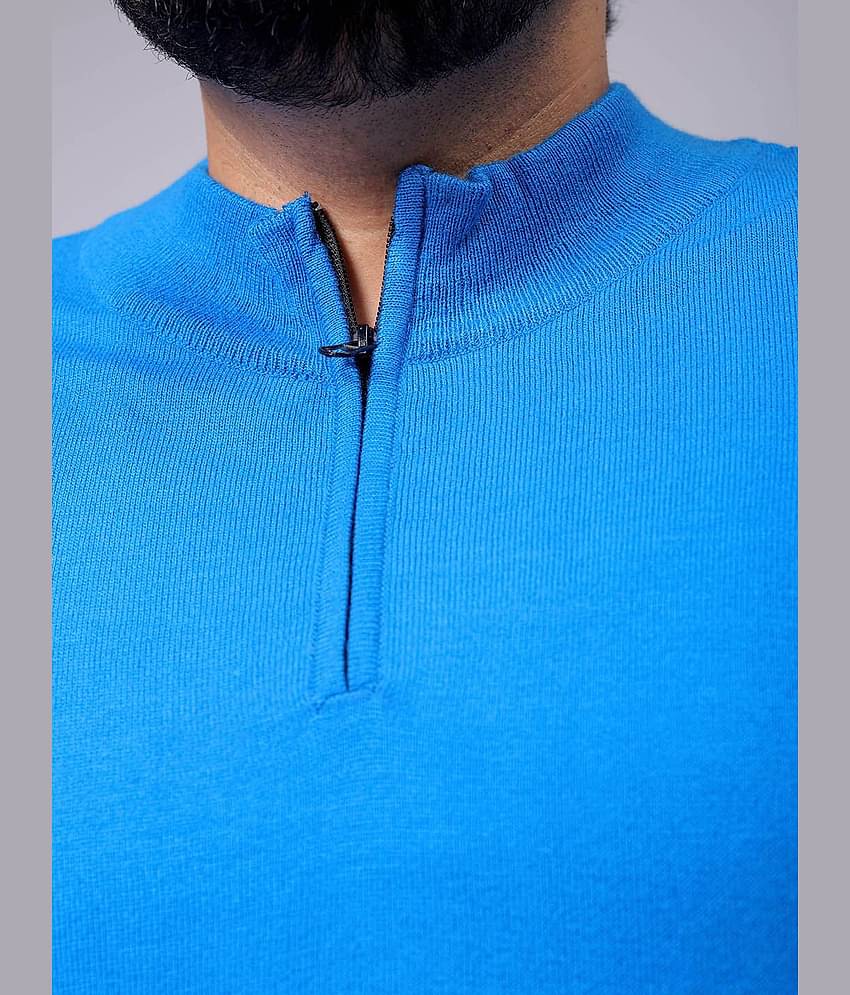 HARDSODA Acrylic High Neck Men's Full Sleeves Pullover Sweater - Blue ( Pack of 1 )