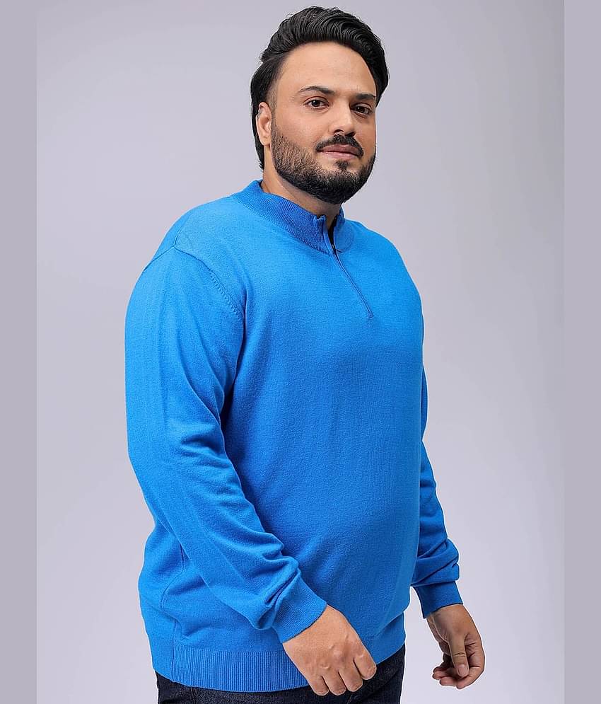 HARDSODA Acrylic High Neck Men's Full Sleeves Pullover Sweater - Blue ( Pack of 1 )