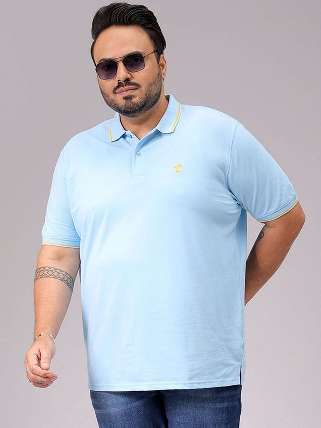 HARDSODA Pack of 1 Cotton Blend Regular Fit Solid Half Sleeves Men's Polo T Shirt ( Light Blue ) HARDSODA Pack of 1 Cotton Blend Regular Fit Solid Half Sleeves Men's Polo T Shirt ( Light Blue )