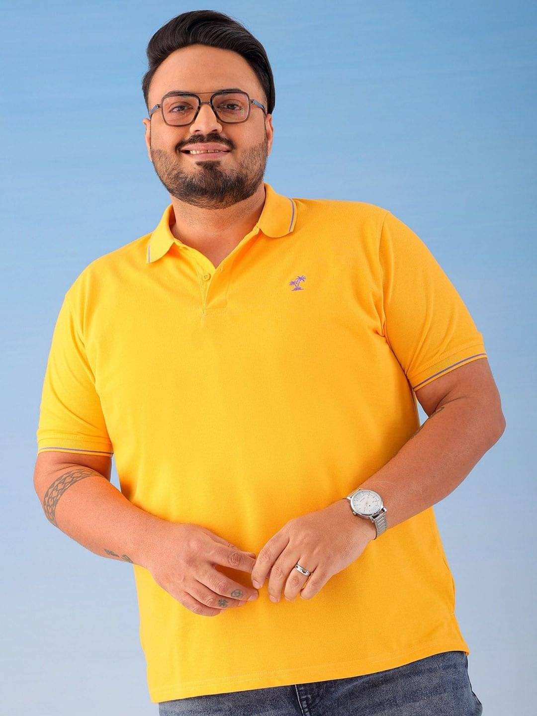 HARDSODA Pack of 1 Cotton Blend Regular Fit Solid Half Sleeves Men's Polo T Shirt ( Yellow ) HARDSODA Pack of 1 Cotton Blend Regular Fit Solid Half Sleeves Men's Polo T Shirt ( Yellow )