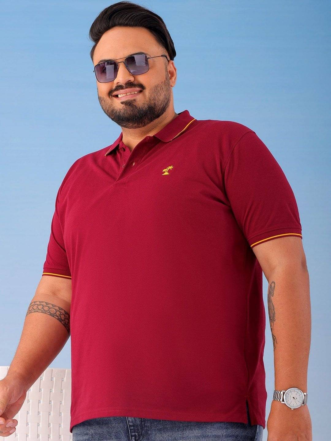     			HARDSODA Pack of 1 Cotton Blend Regular Fit Solid Half Sleeves Men's Polo T Shirt ( Red )