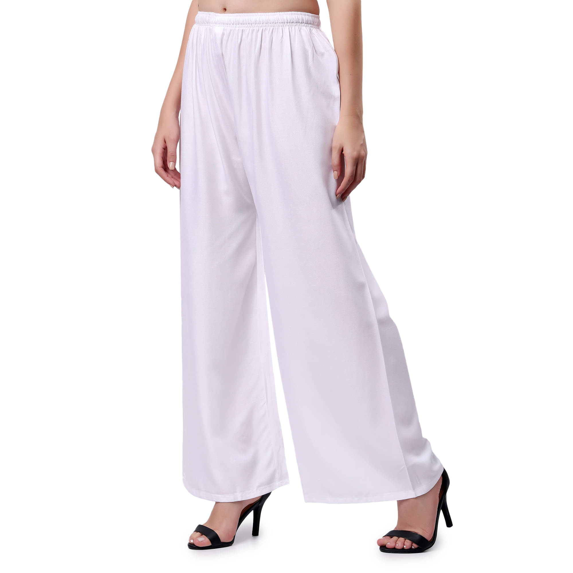Keviv - White Rayon Women's Palazzo ( Pack of 1 ) Keviv - White Rayon Women's Palazzo ( Pack of 1 )