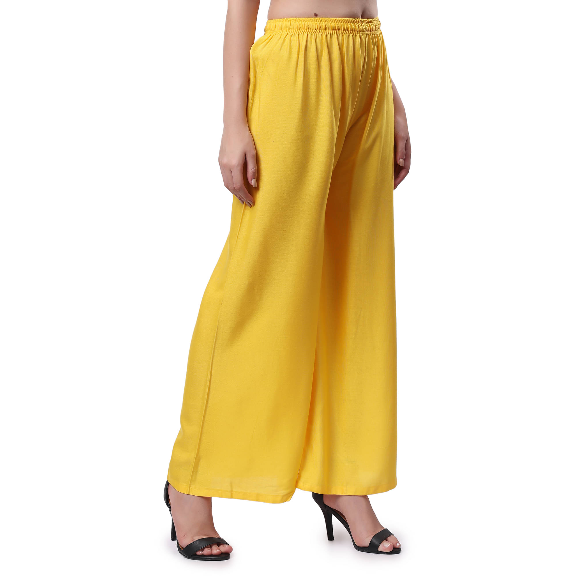 Keviv - Yellow Rayon Women's Palazzo ( Pack of 1 ) Keviv - Yellow Rayon Women's Palazzo ( Pack of 1 )