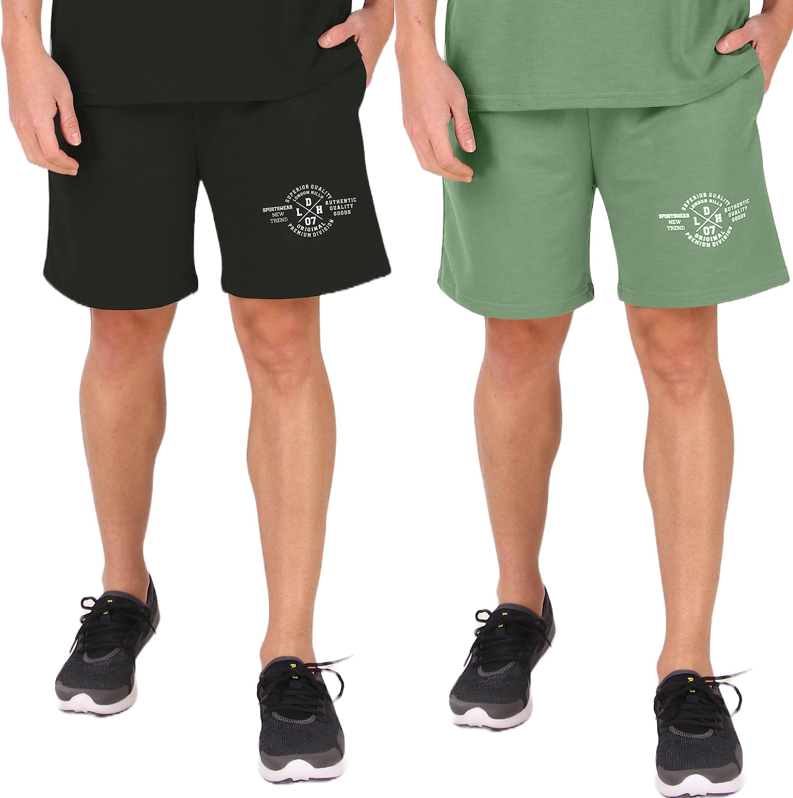     			LONDON HILLS Green Cotton Blend Men's Shorts ( Pack of 2 )