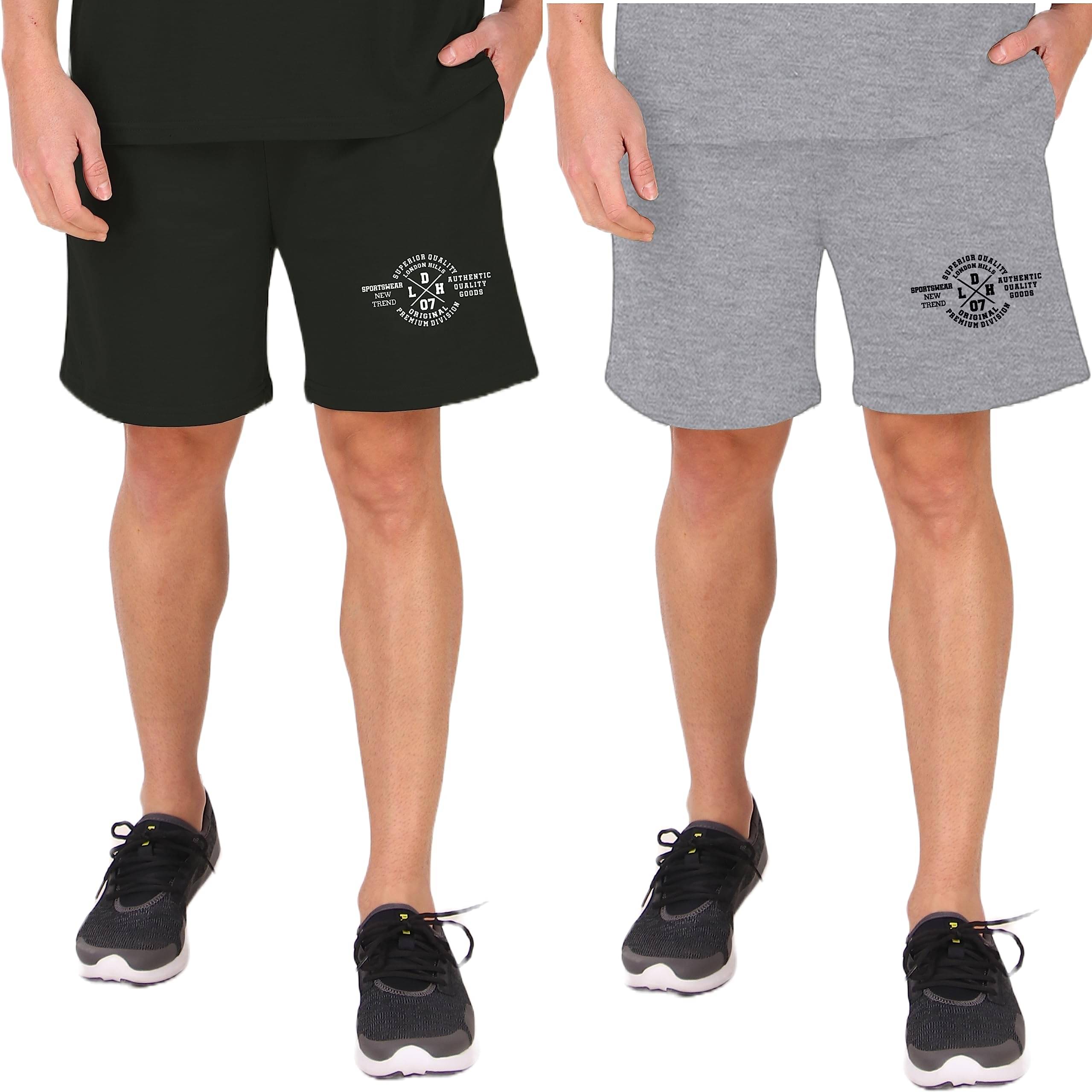 LONDON HILLS Grey Cotton Blend Men's Shorts ( Pack of 2 )     			LONDON HILLS Grey Cotton Blend Men's Shorts ( Pack of 2 )