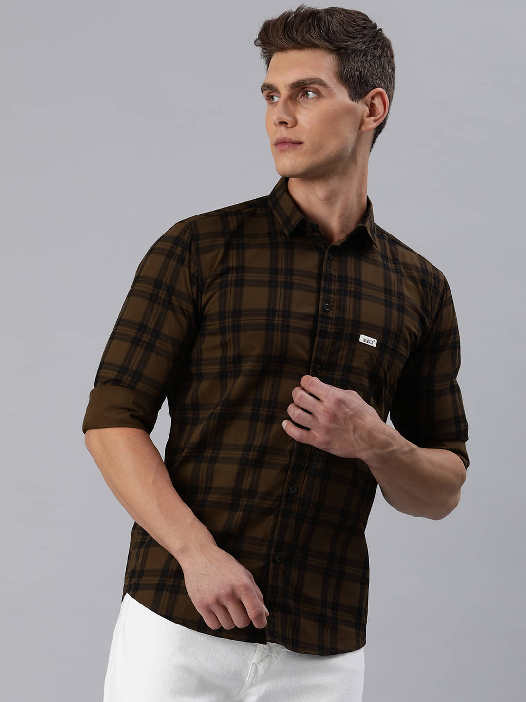 MAJESTIC MAN 100% Cotton Slim Fit Checks Full Sleeves Men's Casual Shirt - Brown ( Pack of 1 )     			MAJESTIC MAN 100% Cotton Slim Fit Checks Full Sleeves Men's Casual Shirt - Brown ( Pack of 1 )