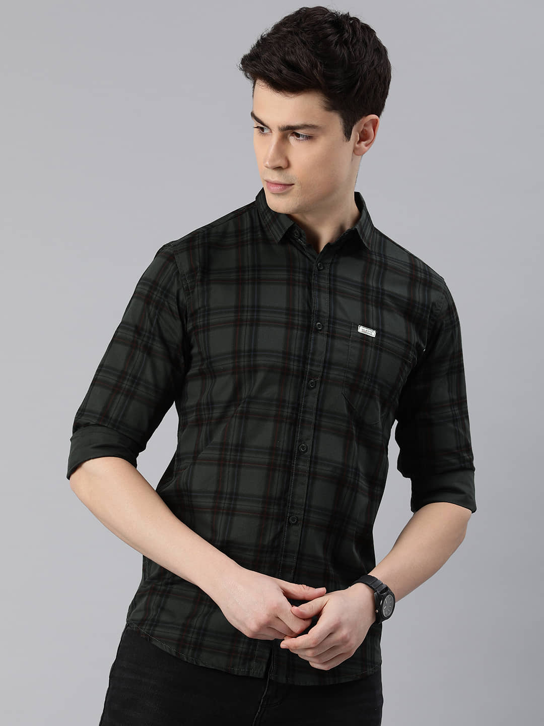 MAJESTIC MAN 100% Cotton Slim Fit Checks Full Sleeves Men's Casual Shirt - Magenta ( Pack of 1 )