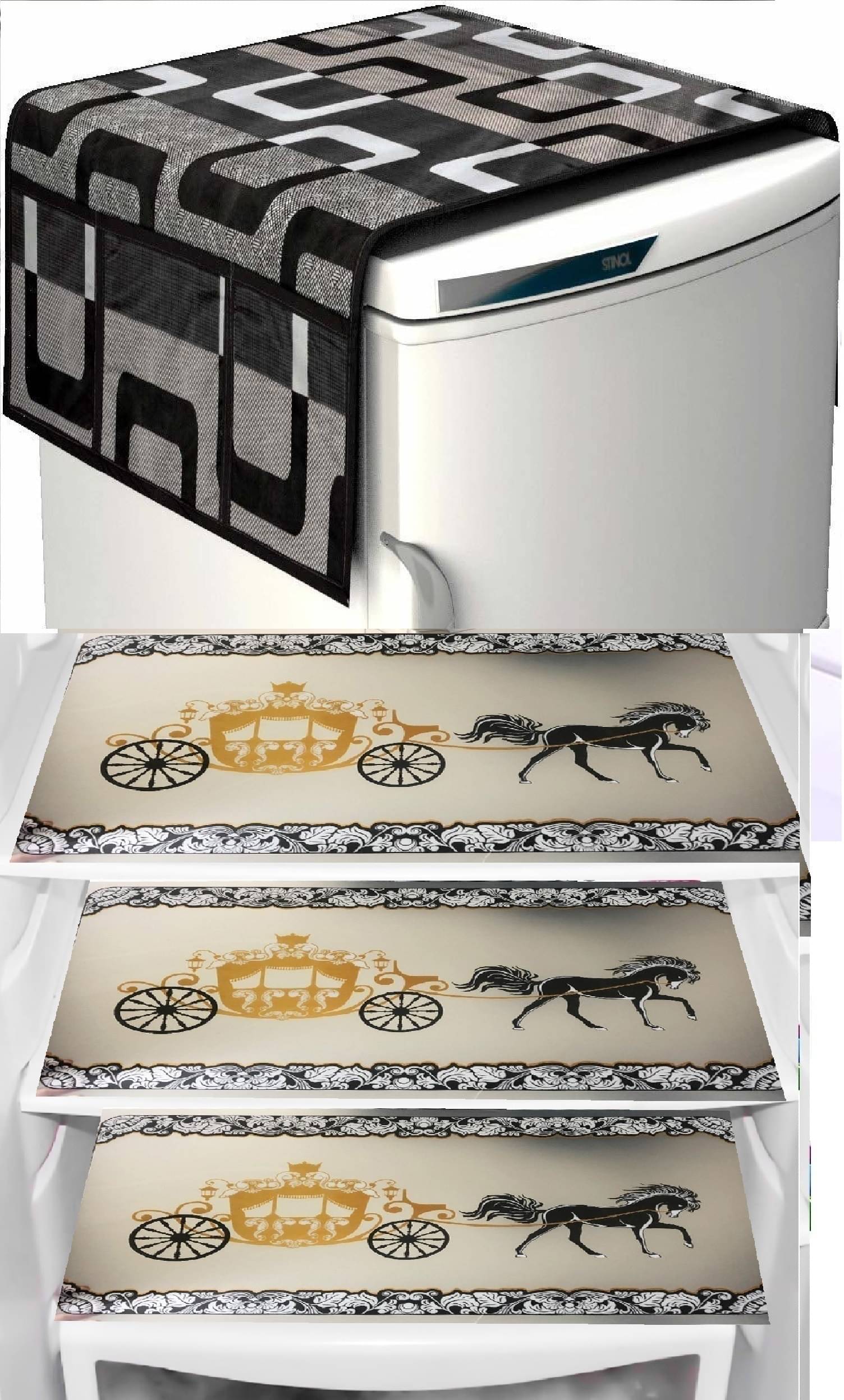     			Sanraksshan PVC Floral Fridge Mat & Cover ( 40 28 ) Pack of 1 - Multicolor