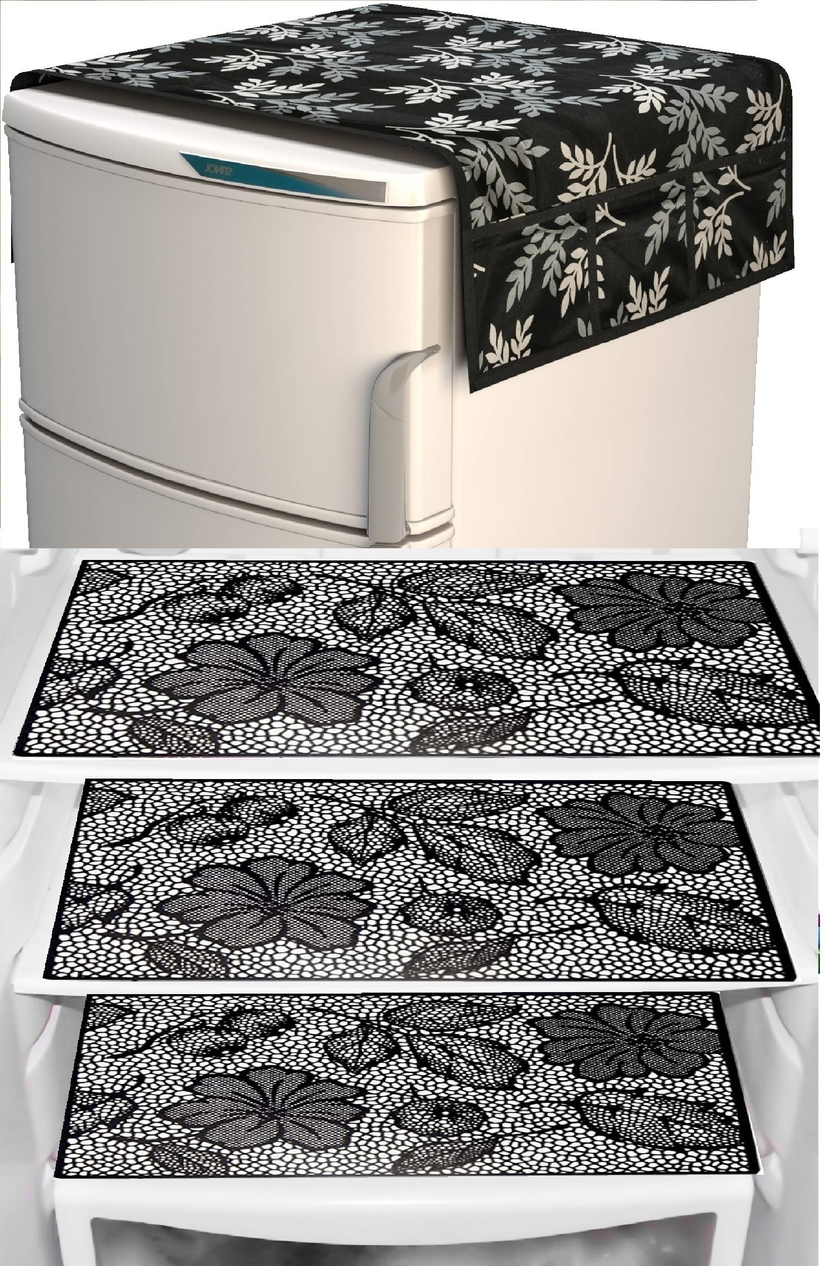     			Sanraksshan PVC Floral Fridge Mat & Cover ( 40 28 ) Pack of 1 - Multicolor
