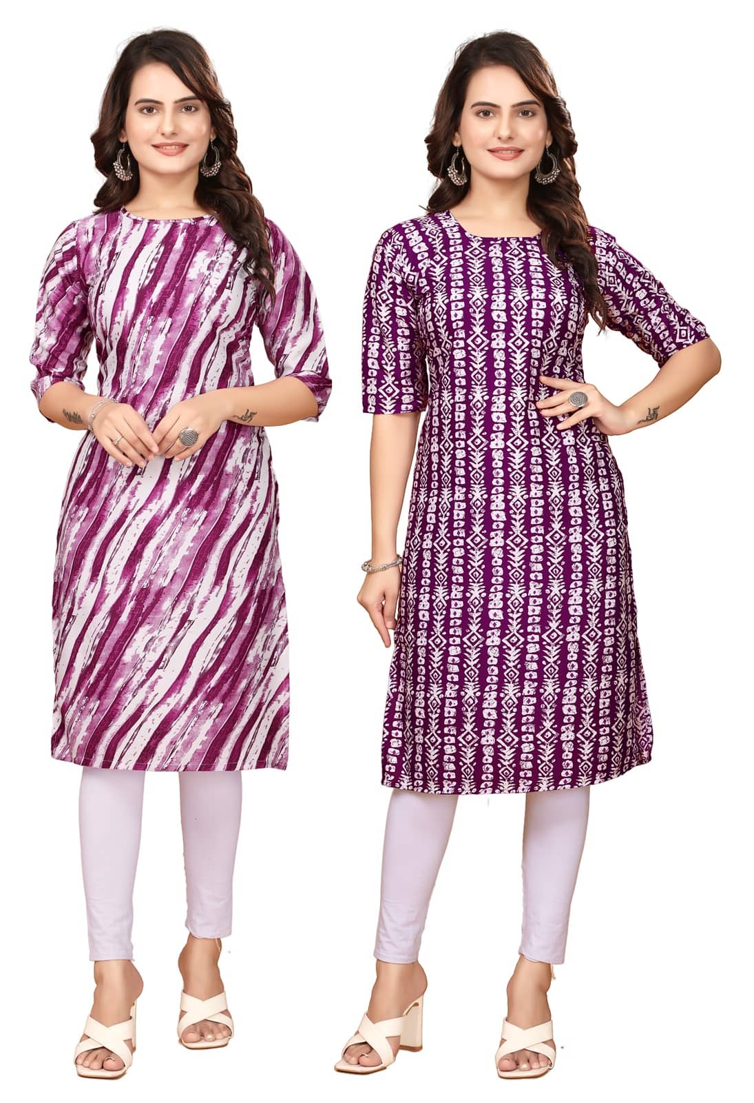 VACHHARAJ DEASIGN Pack of 2 Crepe Printed Straight Women's Kurti - ( Purple,Maroon ) - Kurtis, Tunics | Buy online on ZillyBuy