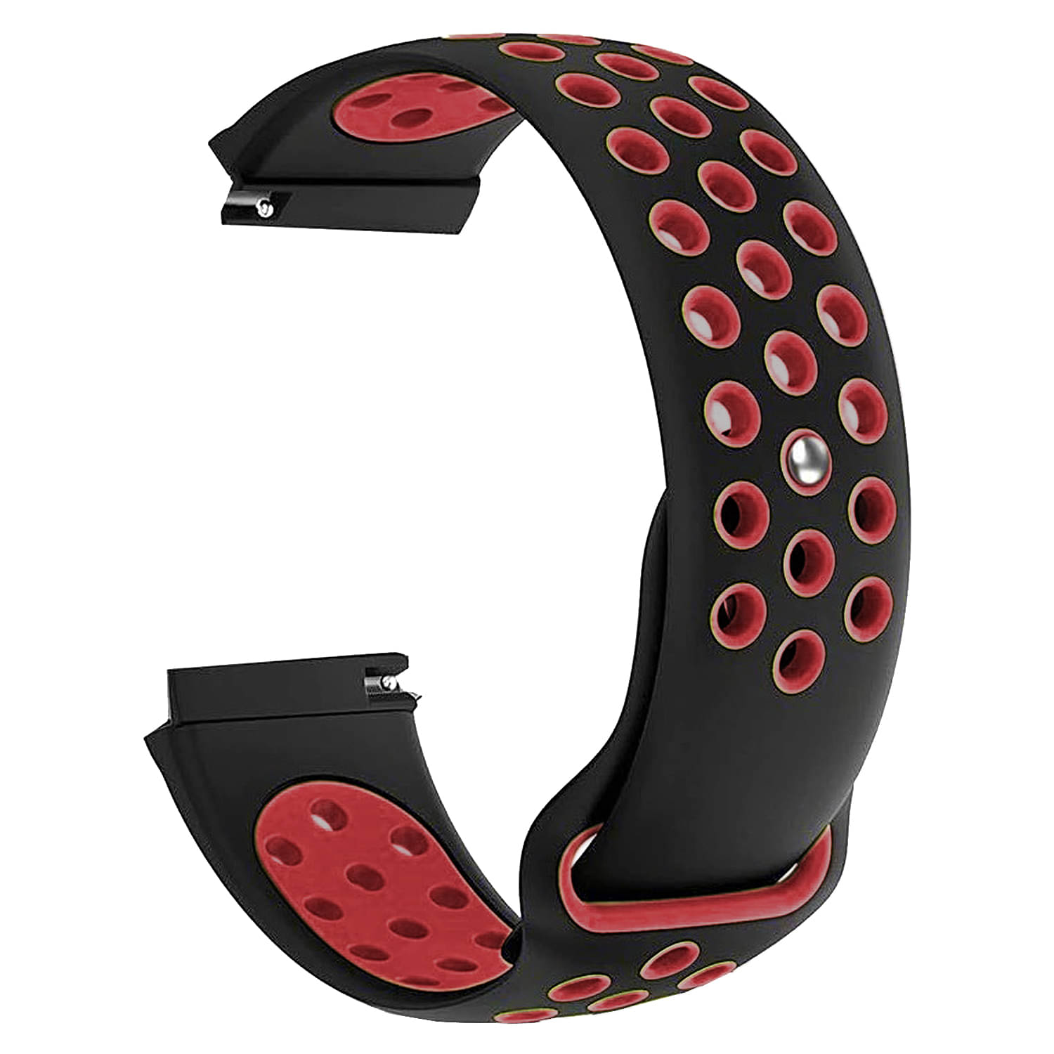 ACM Watch Strap Silicone Belt 22mm compatible with TS Timestone Super Pro Smartwatch Sports Dot Band Black with Cherry Red     			ACM Watch Strap Silicone Belt 22mm compatible with TS Timestone Super Pro Smartwatch Sports Dot Band Black with Cherry Red