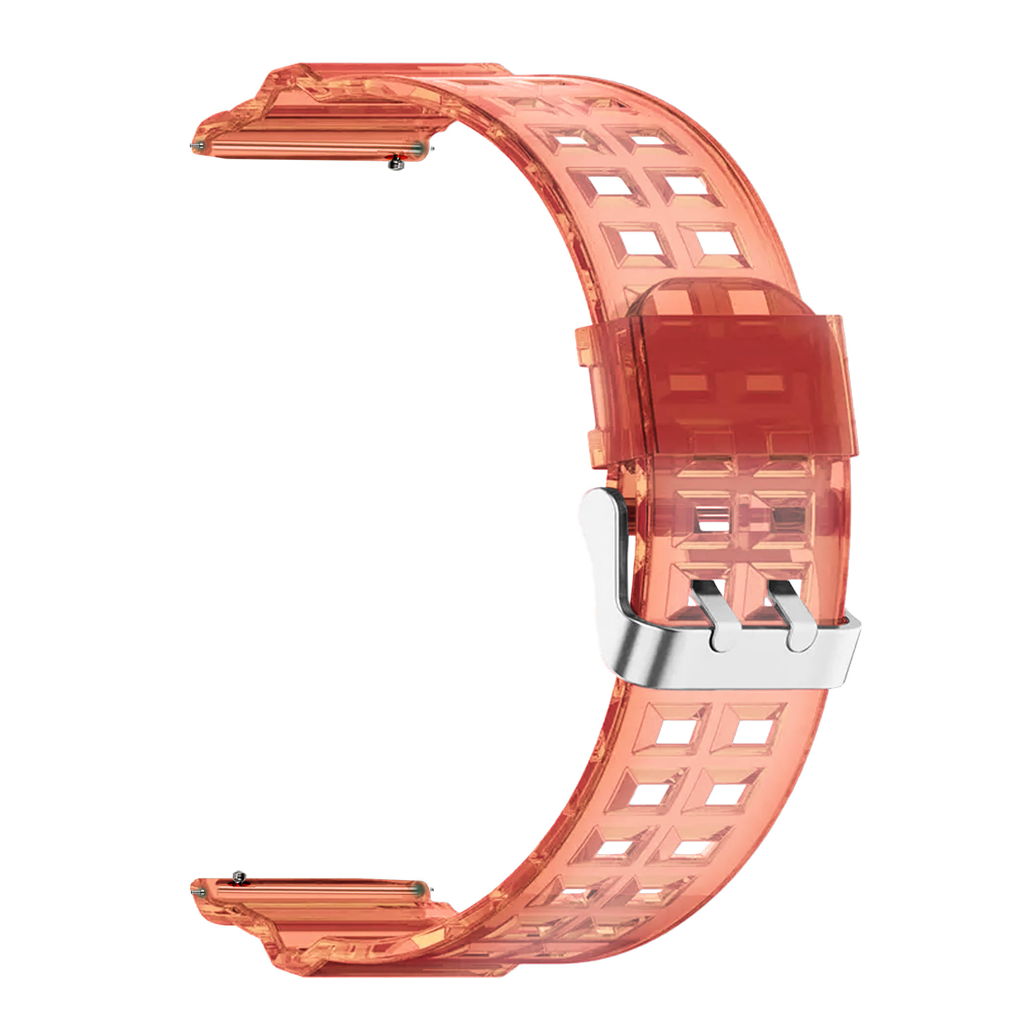     			ACM Watch Strap Silicone Transparent Design 22mm compatible with Pebble Shuffle Smartwatch Classy Band Orange