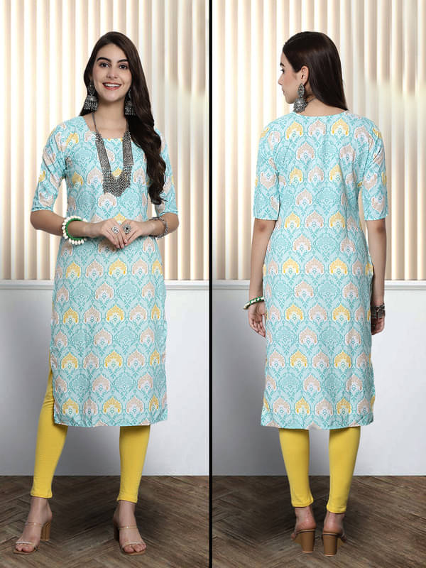     			1 Stop Fashion Pack of 1 Crepe Printed Nayra Women's Kurti - ( Multicoloured )