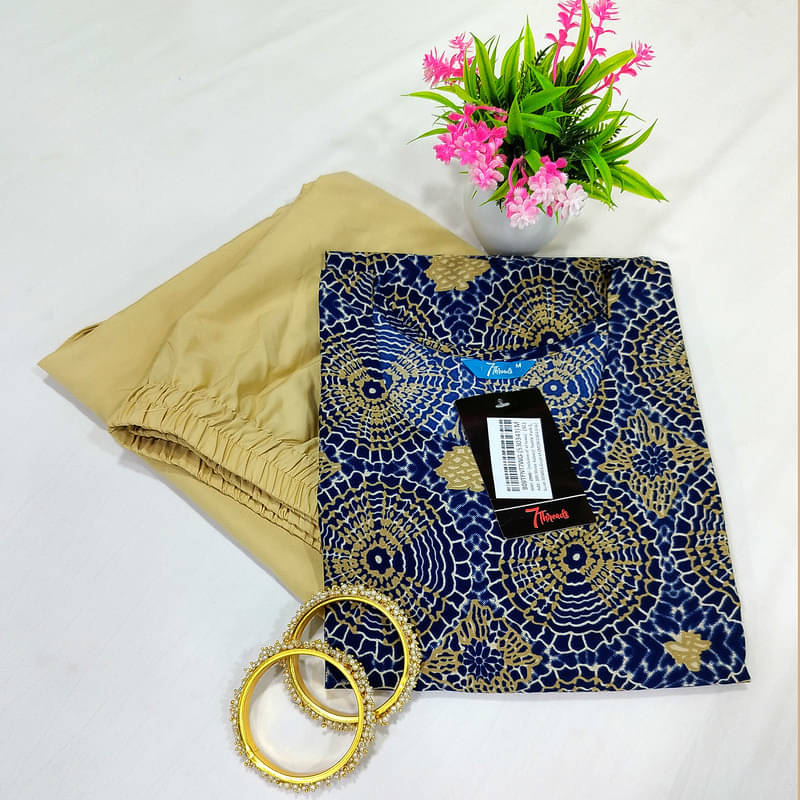     			1 Stop Fashion Pack of 1 Crepe Printed A-line Women's Kurti - ( Blue )