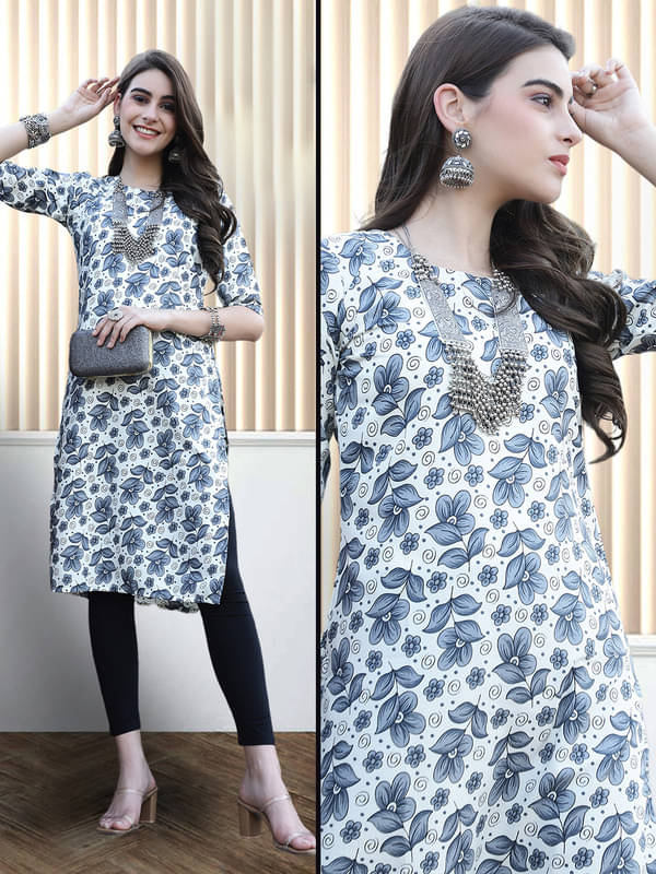 1 Stop Fashion Pack of 1 Crepe Printed Nayra Women's Kurti - ( Multicoloured ) 1 Stop Fashion Pack of 1 Crepe Printed Nayra Women's Kurti - ( Multicoloured )