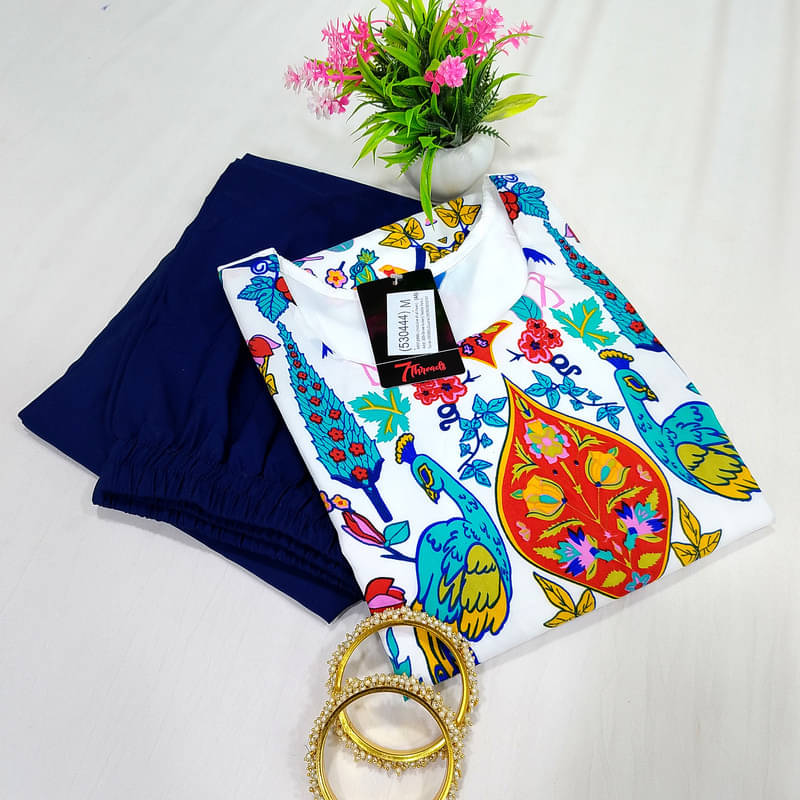     			1 Stop Fashion Pack of 1 Crepe Printed A-line Women's Kurti - ( Multicolor )