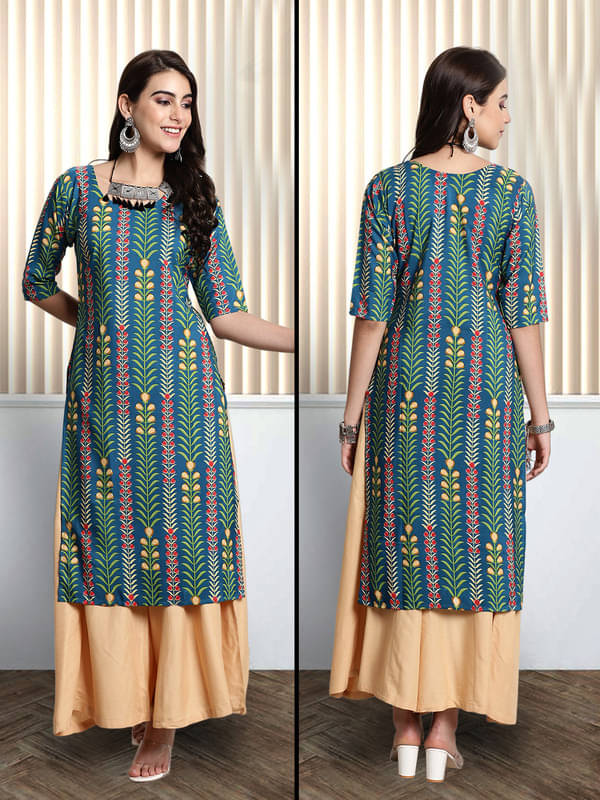 1 Stop Fashion Pack of 1 Crepe Printed Nayra Women's Kurti - ( Green ) 1 Stop Fashion Pack of 1 Crepe Printed Nayra Women's Kurti - ( Green )
