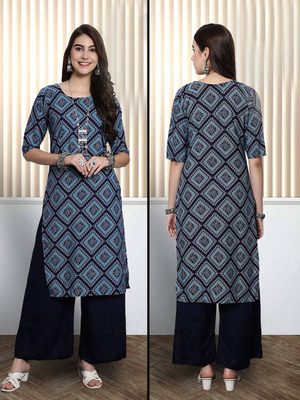     			1 Stop Fashion Pack of 1 Crepe Printed Nayra Women's Kurti - ( Turquoise )