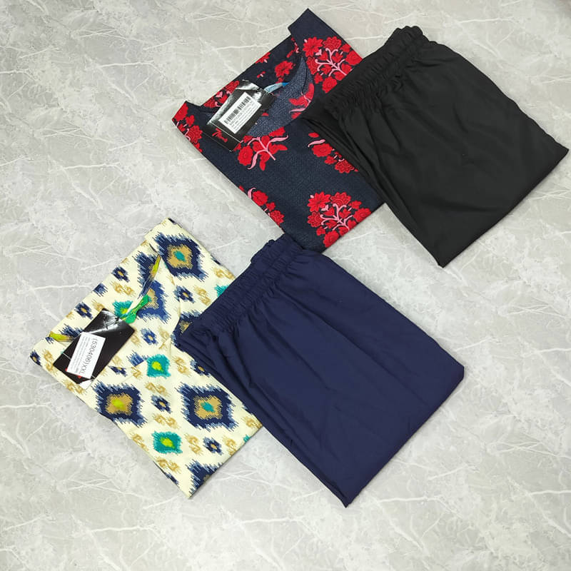 1 Stop Fashion Pack of 2 Crepe Printed A-line Women's Kurti - ( Multicolor8 ) 1 Stop Fashion Pack of 2 Crepe Printed A-line Women's Kurti - ( Multicolor8 )