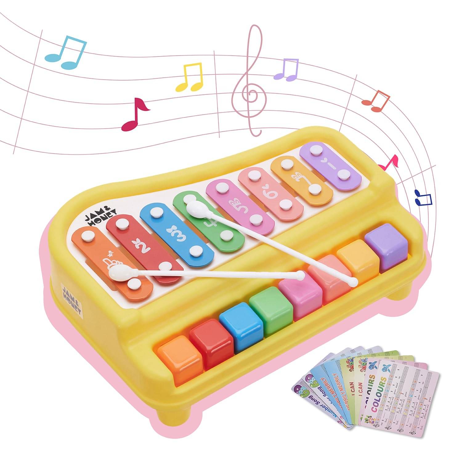     			2 in 1 Baby Piano Xylophone Toy for Toddlers 1-3 Years Old, 8 Multicolored Key Keyboard Xylophone Piano, Preschool Educational Musical Learning Instruments Toy for Baby Kids Girls Boys