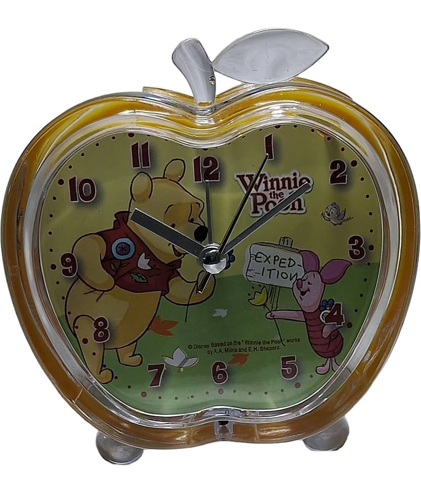 DISNEY,ALARM CLOCK WITH WINNIE THE POOH THEME FOR KIDS BED ROOM, FRUIT SHAPE,YELLOW IN COLOR