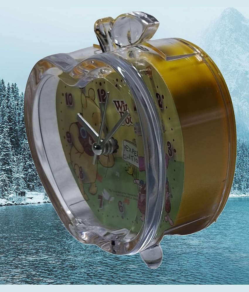 DISNEY,ALARM CLOCK WITH WINNIE THE POOH THEME FOR KIDS BED ROOM, FRUIT SHAPE,YELLOW IN COLOR