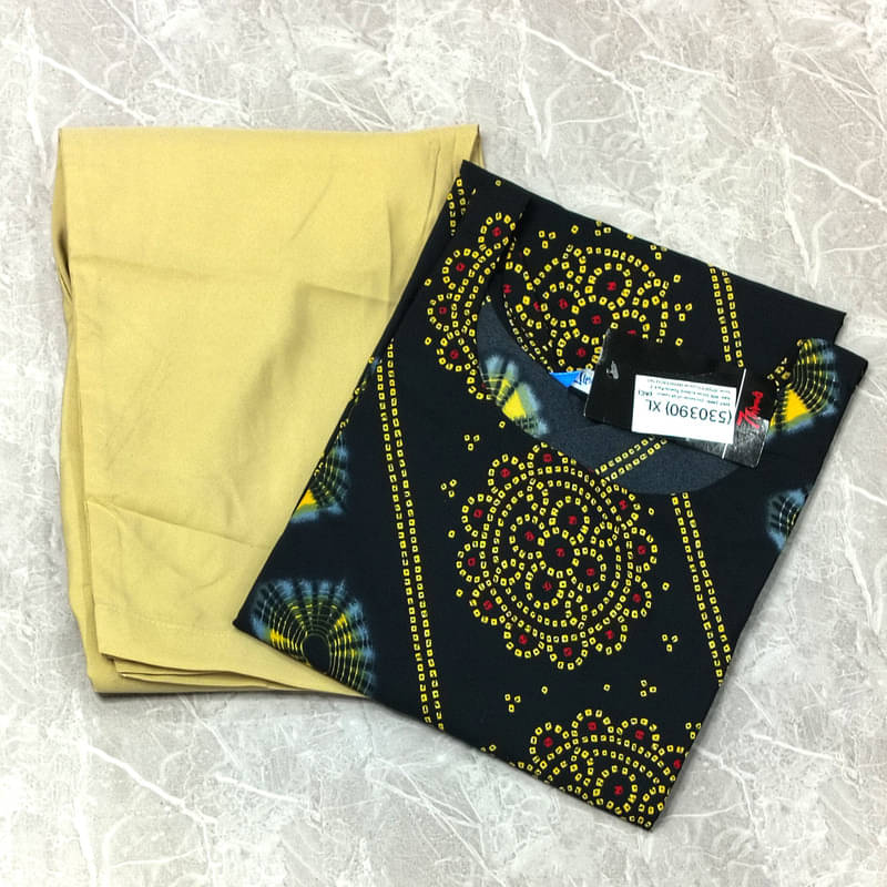     			Ethnic Basket Pack of 1 Crepe Self Design A-line Women's Kurti - ( Black )