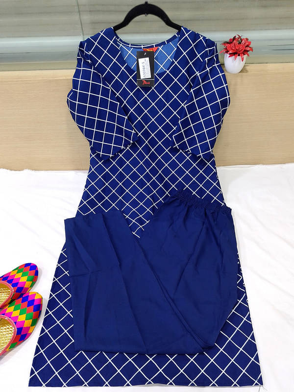 Ethnic Basket Pack of 1 Crepe Self Design A-line Women's Kurti - ( Blue )     			Ethnic Basket Pack of 1 Crepe Self Design A-line Women's Kurti - ( Blue )