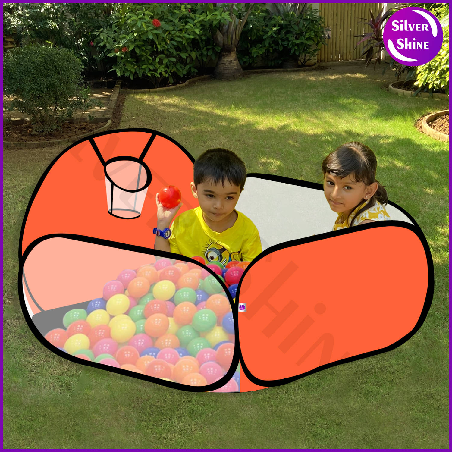     			Foldable Square Ball Pool Play Tent Kids, Playground Tent House With 20 Balls
