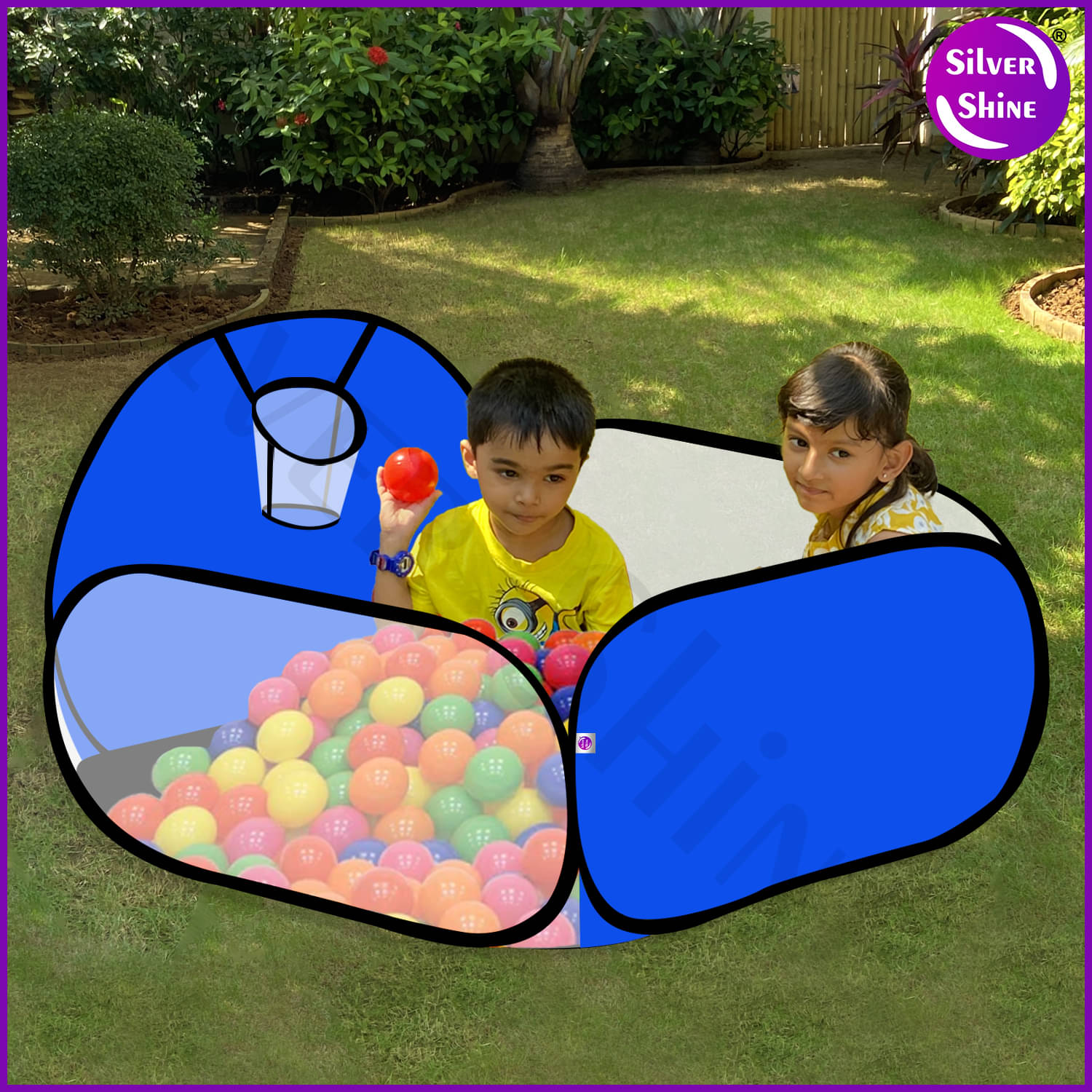     			Foldable Square Ball Pool Play Tent Kids, Playground Tent House With 20 Balls